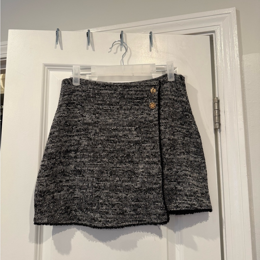 Zara Black and Gray Tweed Mini Skirt
